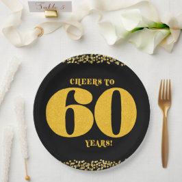60e verjaardag Proost 60 jaar Zestig Goud Zwart Papieren Bordje