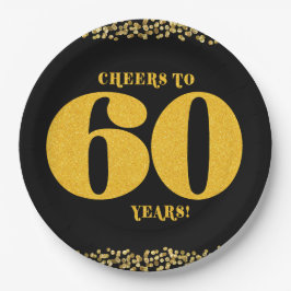 60e verjaardag Proost 60 jaar Zestig Goud Zwart Papieren Bordje