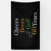 60e verjaardag Proost Beers Golf Zwart Goud Party Spandoek (Verticaal)
