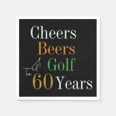 60e verjaardag Proost en Beers Golf Zwart en Goud Servet (Voorkant)