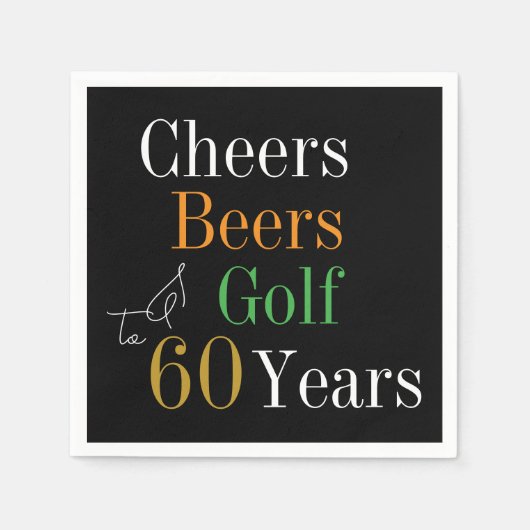 60e verjaardag Proost en Beers Golf Zwart en Goud Servet (Voorkant)