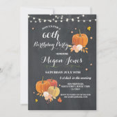 60e verjaardag Pumpkin Rustic Chalk Invite 40 Kaart (Voorkant)
