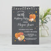 60e verjaardag Pumpkin Rustic Chalk Invite 40 Kaart (Staand voorkant)
