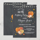 60e verjaardag Pumpkin Rustic Chalk Invite 40 Kaart (Voorkant / Achterkant)