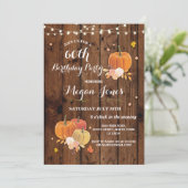 60e verjaardag Pumpkin Rustic Wood Invite 40 Kaart (Staand voorkant)