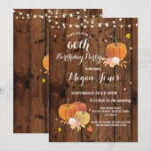 60e verjaardag Pumpkin Rustic Wood Invite 40 Kaart (Voorkant / Achterkant)