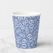 60e verjaardag Random Number Pattern Blue/White Papieren Bekers (Voorkant)