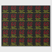 60e verjaardag: Red Digital Clock Style "60" + naa Cadeaupapier (Vlak)