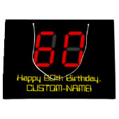 60e verjaardag: Red Digital Clock Style "60" + naa Groot Cadeauzakje (Voorkant)