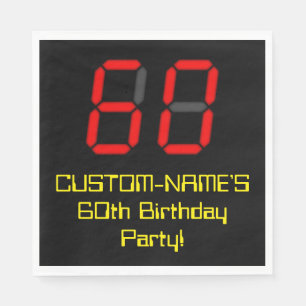 60e verjaardag: Red Digital Clock Style "60" + naa Servet