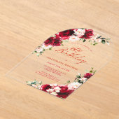 60e Verjaardag Red Rose Pink Peony Bloemenboog Acryl Uitnodigingen (Laagn)