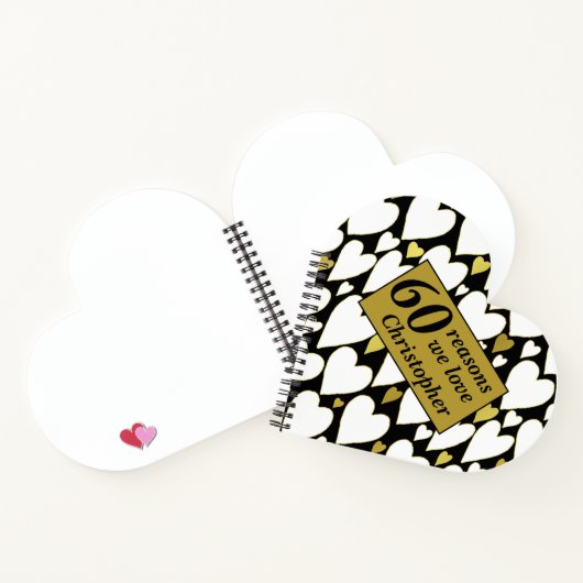 60e verjaardag redenen hart gevormd gastenboek cad notitieboek (Binnen)