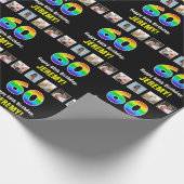 60e verjaardag: Regenboog "60"; Aangepaste foto's  Cadeaupapier (Hoek)