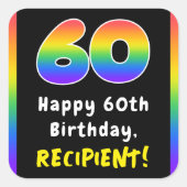 60e verjaardag: Regenboogspectrum # 60, Aangepaste Vierkante Sticker (Voorkant)