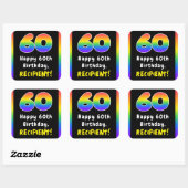 60e verjaardag: Regenboogspectrum # 60, Aangepaste Vierkante Sticker (Vel)