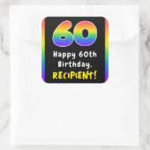 60e verjaardag: Regenboogspectrum # 60, Aangepaste Vierkante Sticker (Tas)