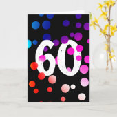60e verjaardag RegenboogStippen op zwarte Kaart (Gele Bloem)
