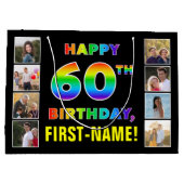 60e verjaardag: Regenboogtekst, aangepaste foto's Groot Cadeauzakje (Achterkant)