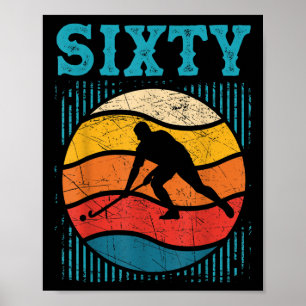 60e verjaardag Retro Hockey 60 Jaar Oude Man Poster