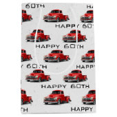 60e verjaardag Retro Red Truck Medium Gift Bag Medium Cadeauzakje (Voorkant)
