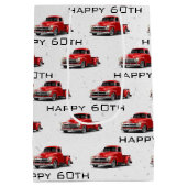 60e verjaardag Retro Red Truck Medium Gift Bag Medium Cadeauzakje (Achterkant)