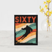 60e verjaardag Retro Ski 60 jaar oude Mannen Wom Kaart (Gele Bloem)