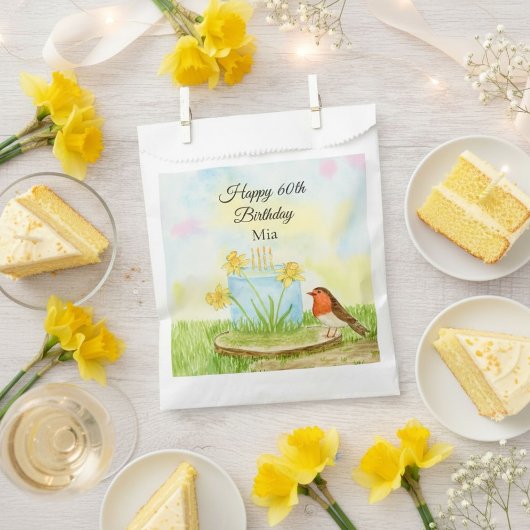 60e verjaardag Robin met Narcis Cake Bedankzakje