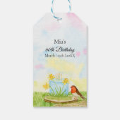 60e verjaardag Robin met Narcis Cake Cadeaulabel (Achterkant)