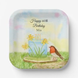 60e verjaardag Robin met Narcis Cake Papieren Bordje