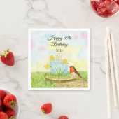 60e verjaardag Robin met Narcis Cake Servet (Insitu)