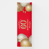 60e verjaardag Rode en gouden ballonnen op de Rode Spandoek (Verticaal)