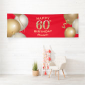 60e verjaardag Rode en gouden ballonnen op de Rode Spandoek (Insitu)