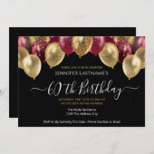 60e verjaardag Rode en gouduitnodiging Kaart (Voorkant / Achterkant)