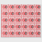 60e verjaardag rood wit blik 60 douanefoto naam cadeaupapier (Vlak)