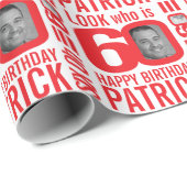 60e verjaardag rood wit blik 60 douanefoto naam cadeaupapier (Rol Hoek)