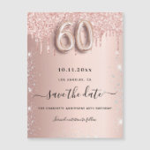 60e verjaardag roos glitter sparen de datummagneet (Voorkant)
