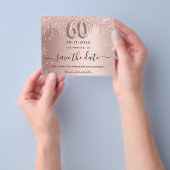 60e verjaardag roos glitters budget save the date flyer (Hand)