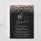 60e verjaardag Roos Gold Glitter Black Kaart (Voorkant)
