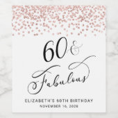 60e verjaardag Roos Gold Glitter Wijn Etiket (Enkel label)