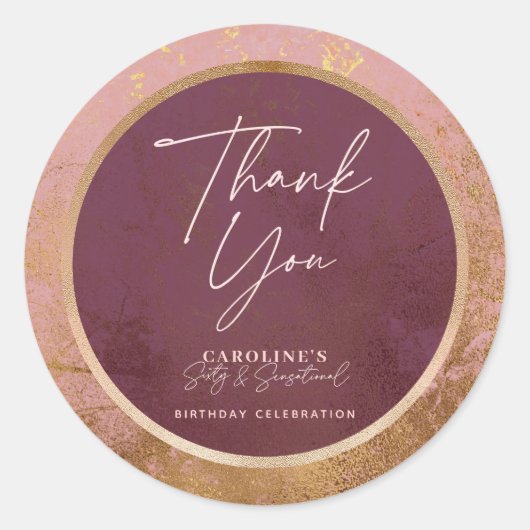 60e verjaardag Roos Gold Hartelijk dank Ronde Sticker (Voorkant)