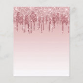 60e verjaardag Roos Gold Pink Glitter Budget Invit (Achterkant)