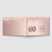60e verjaardag roos goud glitter monogram naam gastenboek (Volledig)