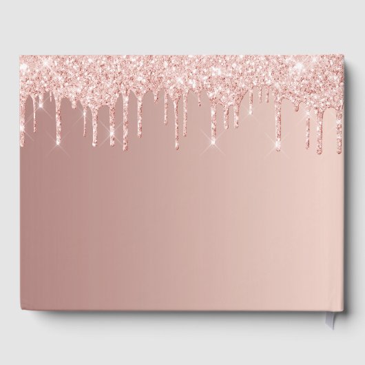 60e verjaardag roos goud glitter monogram naam gastenboek (Achterkant)