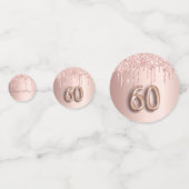 60e verjaardag roos goud glitter roze monogram confetti (Achterkanten)