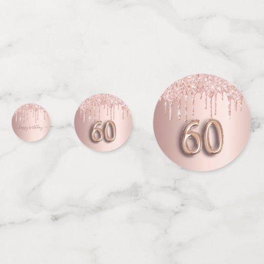 60e verjaardag roos goud glitter roze monogram confetti (Achterkanten)
