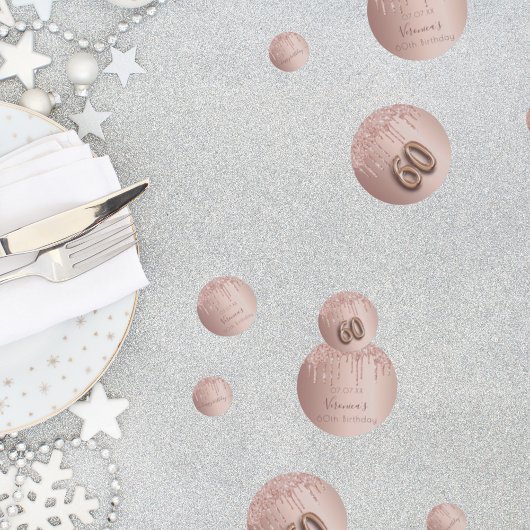 60e verjaardag roos goud glitter roze monogram confetti
