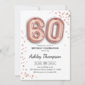 60e verjaardag - Roos gouden ballonnen Kaart (Voorkant)