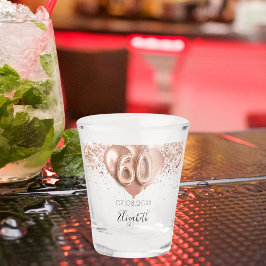 60e verjaardag roos gouden ballonnen naam shot glas