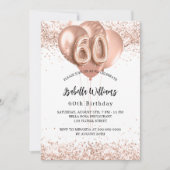 60e verjaardag roos gouden ballonnen wit kaart (Voorkant)