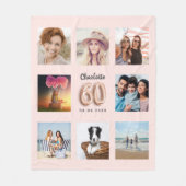 60e verjaardag roos gouden blauwe foto collage naa fleece deken (Voorkant)